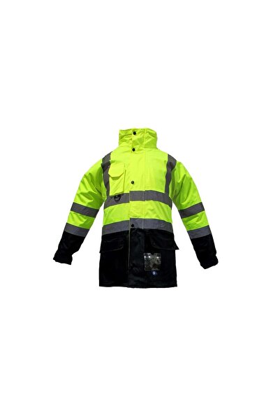 Junior JN1003 Fosforlu Oxford 5+1 İçi Çıkmalı Parka Sarı Lacivert XXXL beden