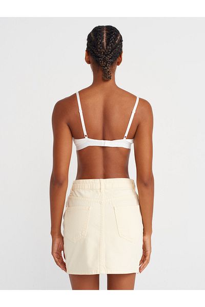 Dilvin 80589 Piece Painted Mini Denim Skirt-Yellow