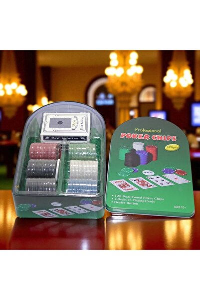 kt kuzey tacı Poker Oyunu 120 Chip Ve 2 Adet İskambil Oyun Setine Sahip Poker...