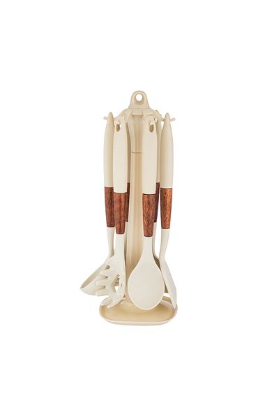 Silicone 7-piece serving spoon set with stand