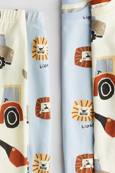 H&M 2'li Baskılı ve Pamuklu Pijama Takımı