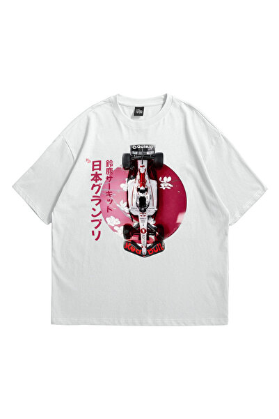 Premium Baskılı Sakura F1 Oversize T-shirt