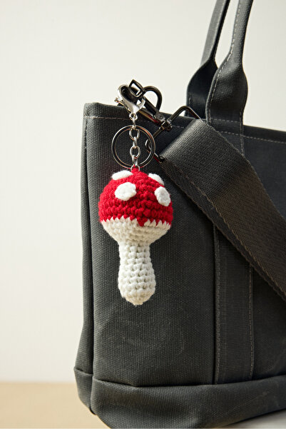 EMNORA Mantar Örgü Çanta Charmı Kırmızı