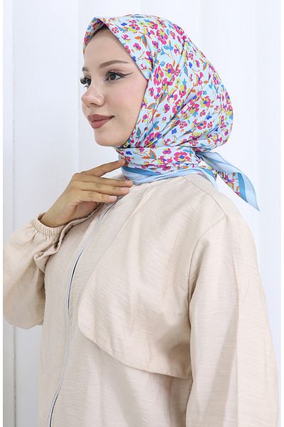 sefamerve Patterned Soft Scarf 90203-07 Ice Blue