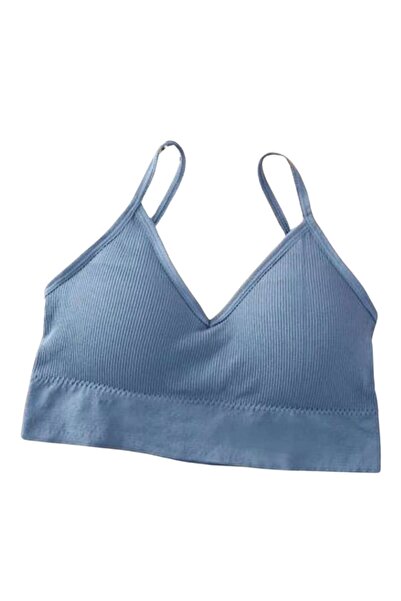 Mixbo Women's Sports Bra, No Seams, Push-Up Model, S/M, Blue
