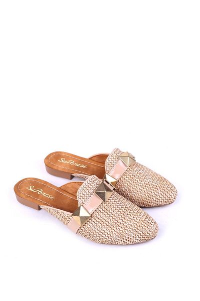 Papuçsepeti Shoe Basket 1860 Straw Knitted Patterned Daily Women's Slippers