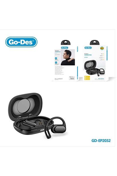 Go-Des سماعات أذن لاسلكية مفتوحة بتقنية البلوتوث 5.4 وخاصية التوصيل العظمي للأذن وإلغاء الضوضاء ENC أسود