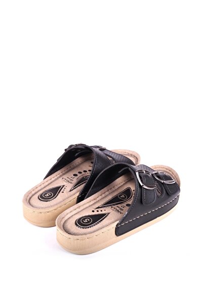 Papuçsepeti Shoe Basket 4872 Hera Women's Double Buckle Comfortable Sole Daily Slippers