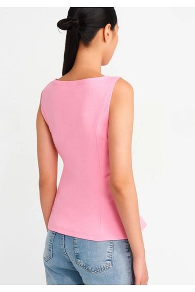 Dilvin 21001 Tongue Boat Neck Peplum Top