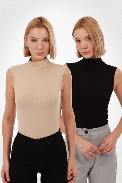 Yade Fashion Kadın Kolsuz Bluz 2’li Set