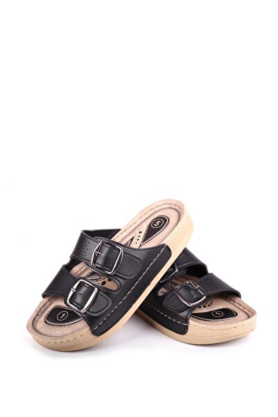 Papuçsepeti Shoe Basket 4872 Hera Women's Double Buckle Comfortable Sole Daily Slippers