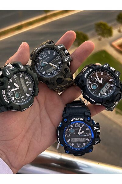 Joefox Digital and Analog 2 Years Warranty Chronometer+Calendar+Alarm+Lighting Men's Wrist Watch Joe.Bk13