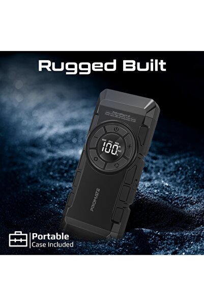 Promate جهاز تشغيل السيارة باور بانك عالي السعة مع ضاغط هواء 12000 مللي أمبير في الساعة