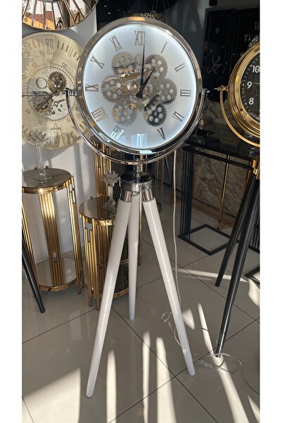 LİBAS TRİPOD SAAT LEDLİ KROM AHŞAP BEYAZ