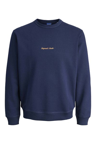Jack & Jones Jack Jones Jornorrebro Emb Sweat Crew Pls Men's Navy Blue Plus Size Sweatshirt 12288203-04