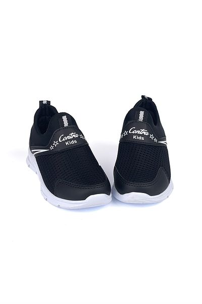 KAJILA Children's Unisex Black White Laceless Slip-On Comfortable Fit Daily Sneaker Sports Shoes