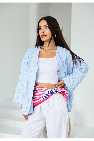 Vegove Fringed Kimono Baby Blue