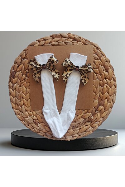 Panowill Design Baby Girl Satin Leopard Bow Knee High Socks Infant Birthday Stockings