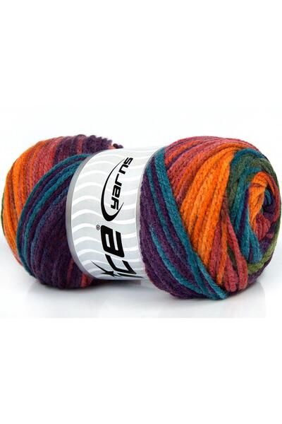 Ice yarns مجموعة من 4 × 100 جرام من خيوط الثلج AMBIANCE Yarn برتقالي وردي أرج...