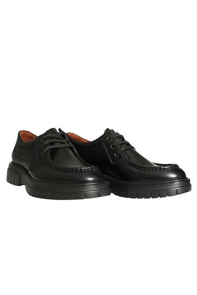 Platin Black Leather Men's Casual Shoes