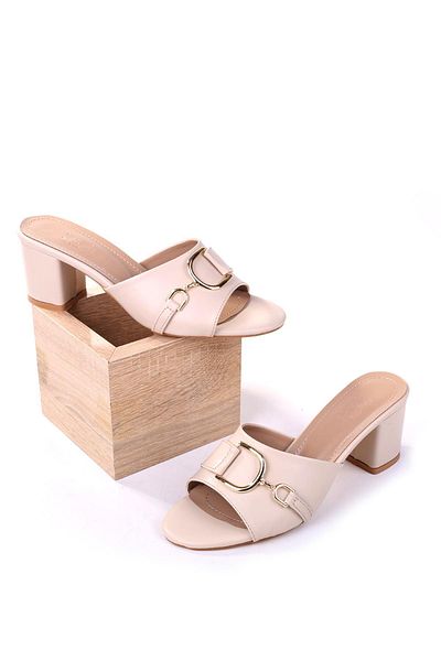 Papuçsepeti Shoe Basket Ll107 Women's 6.5 cm Square Heel Daily Slippers