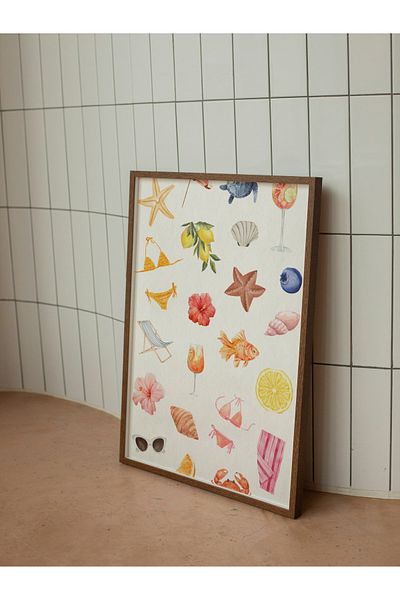 studio duha Summer Poster – Summer Themed Illustration Wall Poster Frameless Home Decor Kitchen Bathroom Bar Poster