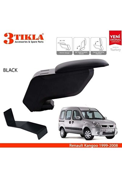 3 Tıkla Renault Kangoo 1999-2008 Delmesiz Çelik Ayaklı Siyah Kolçak Kol Dayama