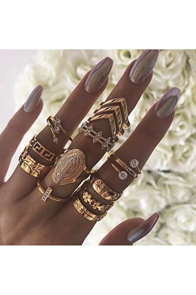 REDz Accessories Σετ δαχτυλιδιών Elegance, για γυναίκες, Fashion Look, Ανοξείδωτο ατσάλι, Χρυσό