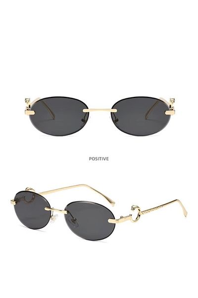 REDz Accessories Fashion Sunglasses, Oval Design, Thin Metal Frames, Decorative Side Accents, Black