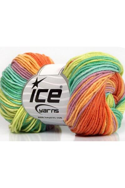 Ice yarns 8x50 جرام. خيوط صيفية من LORENA PRINT بألوان أكريليك، قطن بألوان ال...