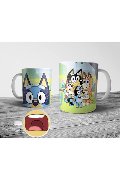 Pixxa Bluey Dad Bottom Base Mouth Patterned Mug Cup