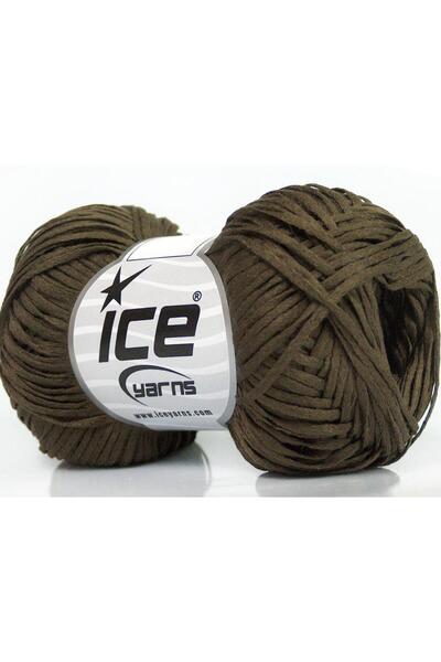 Ice yarns 8x50 جرام. خيوط FETTUCCIA FINE أكريليك بلون كاكي داكن، خيوط صيفية، ...