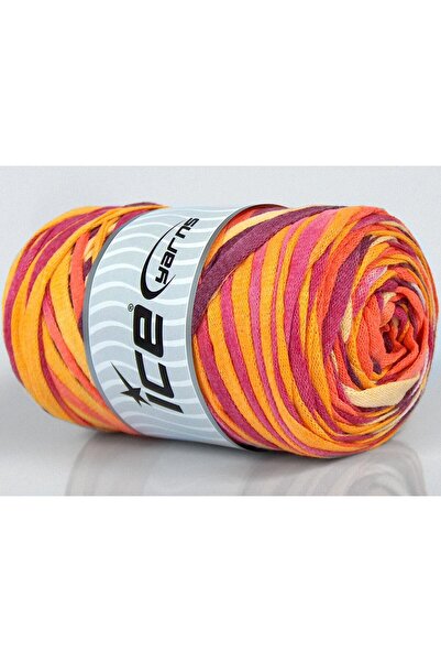 Ice yarns 1×250 جرام. شريط فيسكوت ملون، فيسكوز، قطن، وردي، برتقالي، شريط أصفر...