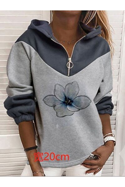 VESTIR BIEN Hanorac supradimensionat cu jumătate de fermoar, în 2 culori, cu ...