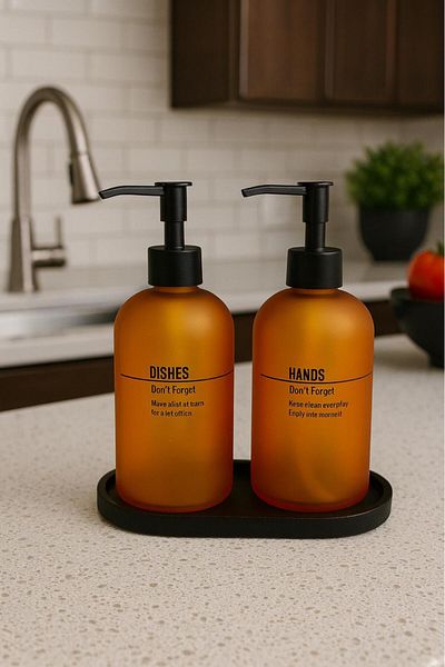 decovien Set of 2 Glass Liquid Soap Dispenser