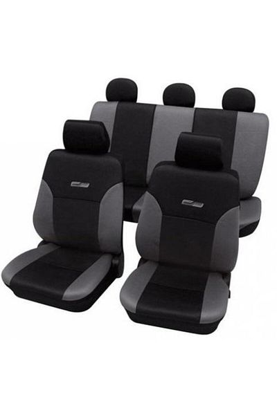 PETEX Set huse universale pentru scaune auto Wave, montaj față și spate, gri/negru, din poliester