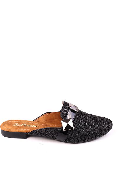 Papuçsepeti Shoe Basket 1860 Straw Knitted Patterned Daily Women's Slippers