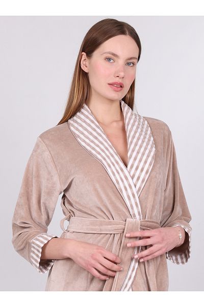 Nuşa Γιακάς Dot ριγέ Niki Velvet Bamboo Cotton Peignoir