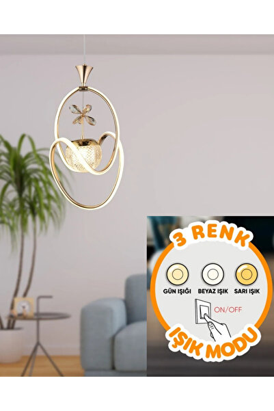 DEKORLİGHT Bade 3 Renk Gold Led Avize Tek Toplu (salon, mutfak,hol i,antre)