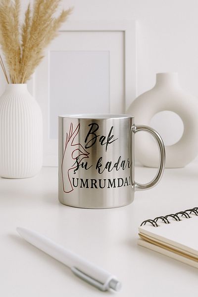 çokaş Text Printed Large Size Silver Coffee & Tea Mug