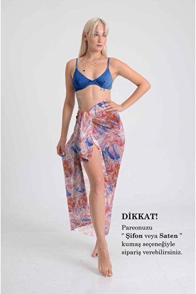 DESENİX Acrylic Marble Patterned Pareo |   100X145 cm Artistic Digital Print ...