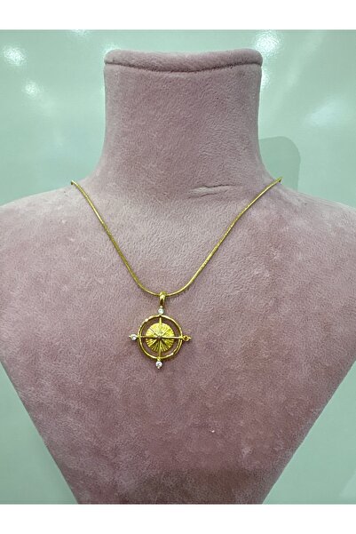 Pusula Çelik Gold Kolye