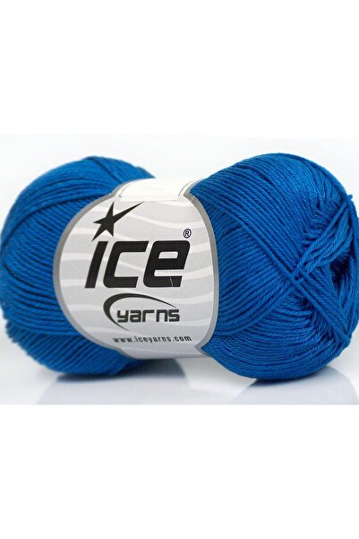 Ice yarns 6×50 جرام. خيوط قطنية صيفية زرقاء من القطن المرسيريزد من ألمينا، قط...