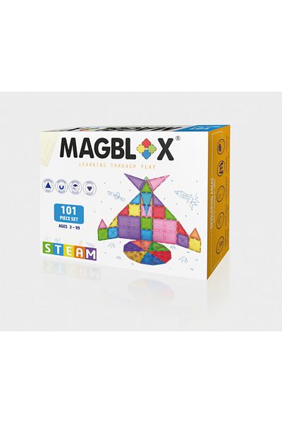 Magblox Set magnetic - 101 piese magnetice de constructie transparente