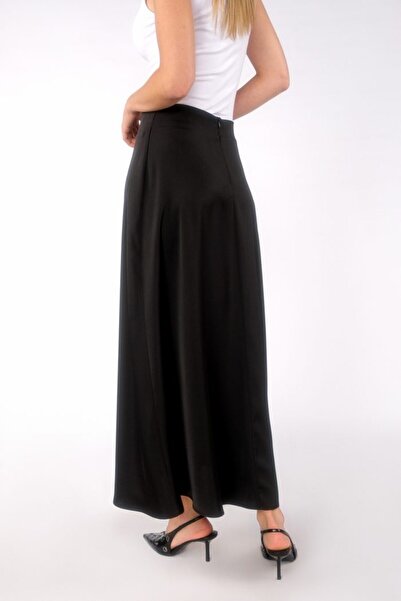 GLENDA Siyah Maxi Boy Saten Etek