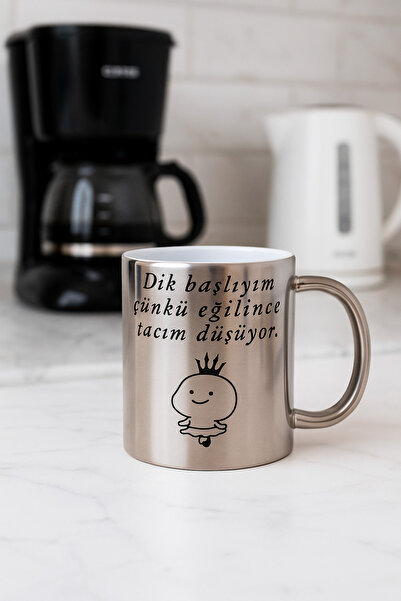 çokaş Text Printed Large Size Silver Coffee & Tea Mug