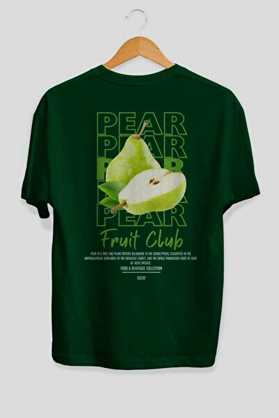 Ankhises Tricou oversize verde cu imprimeu la spate Pear Bărbați Femei Tricou...