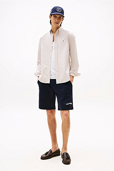 Tommy Hilfiger Men's Regular Fit Solid Color Heritage Oxford Beige Shirt Mw0Mw35774Rbc