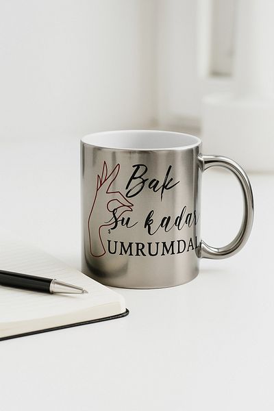 çokaş Text Printed Large Size Silver Coffee & Tea Mug
