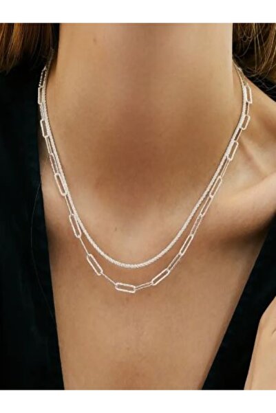 Alyas Aksesuar Silver Color Chain Necklace and Bracelet Set